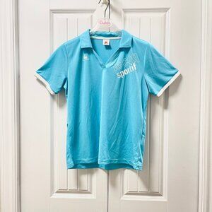 NWOT Le Coq Sportif Blue V-Neck Polo